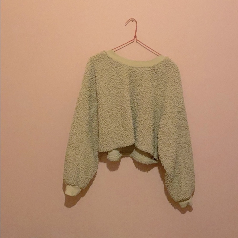 Tan cropped crewneck sweater
